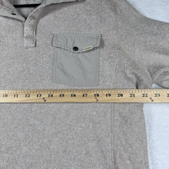 Woolrich 1/4 Snap Pullover Sweater Mens Medium Pocket Knit Sweater Neutral Beige - Picture 11 of 15